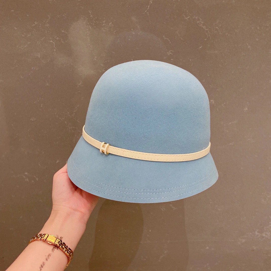 Шерстяная шляпа Hermes - светло-голубая