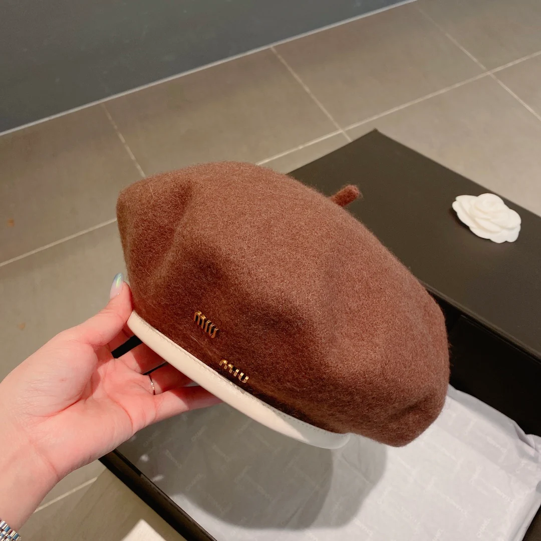 Шерстяной берет Miu Miu - коричневый