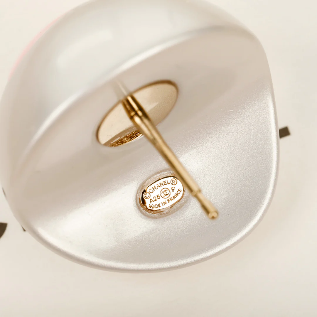 Серьги Chanel Double C с жемчугом, 25 пенсов - Черные - Розовые - В стиле Дженни - 1