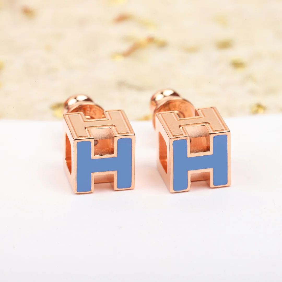 Серьги Hermes - Розовое золото - 001