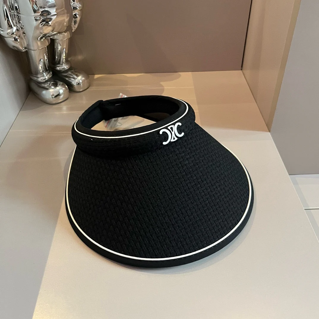 Celine - Новая минималистичная солнцезащитная шляпа с логотипом - Черная