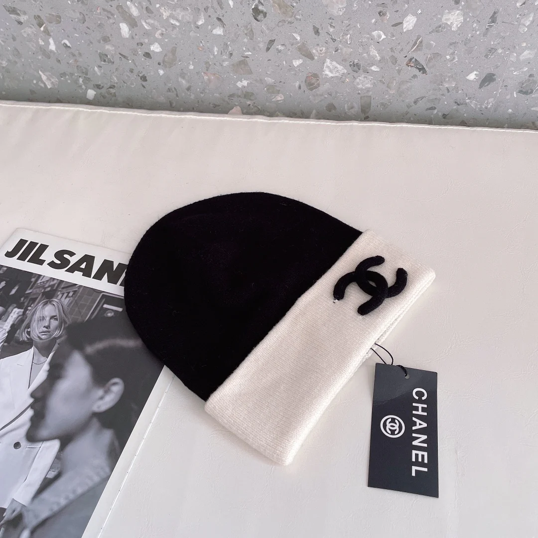 Chanel - Вязаная шапка-бини - Унисекс - Популярно на Xiaohongshu - Черная