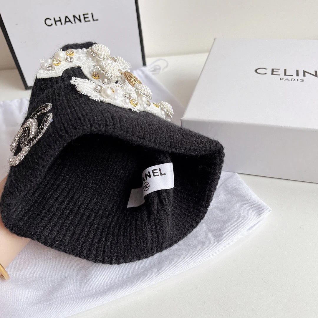Chanel - Вязаная шапка - Черная