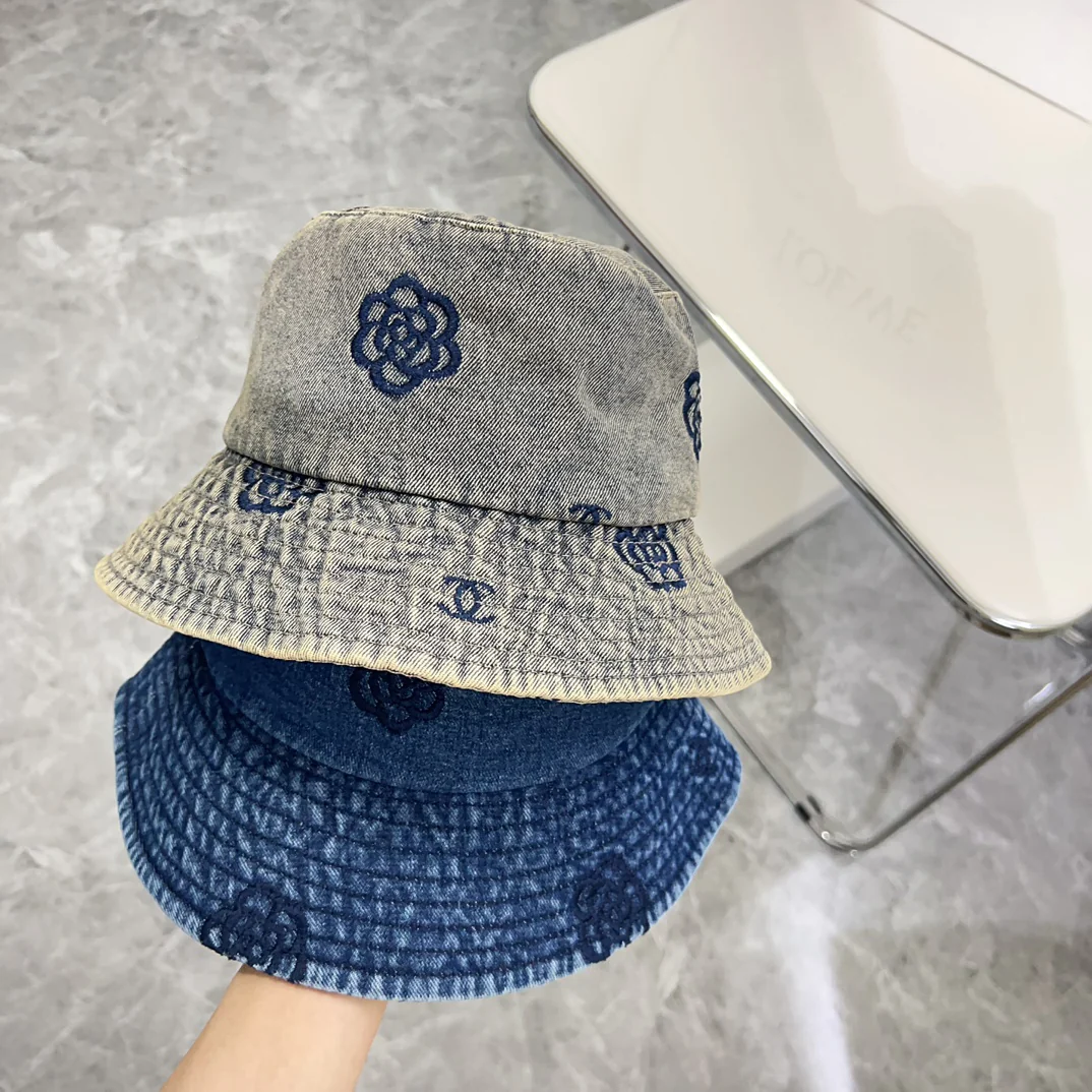 Chanel - Уникальная вышитая ковбойская рыбацкая шляпа - серая