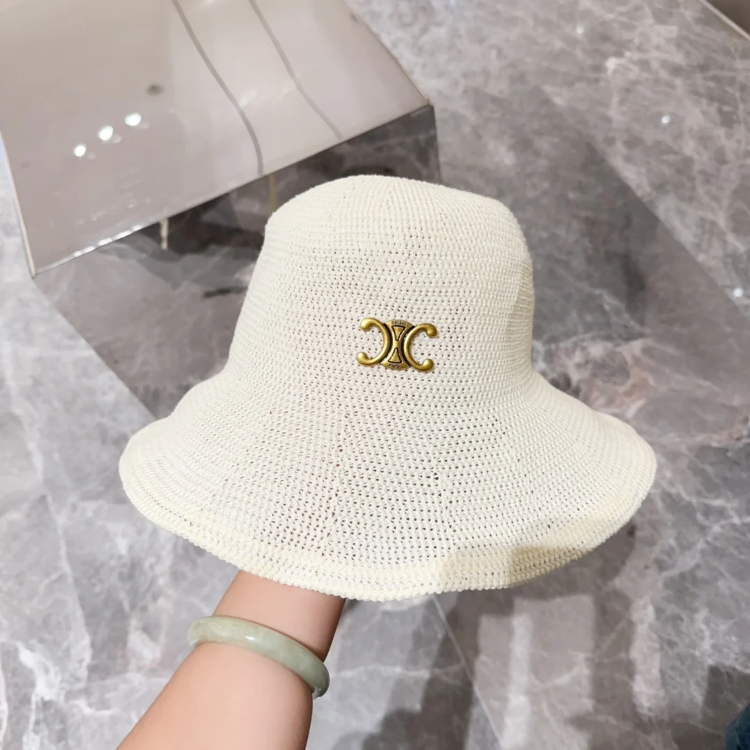 Новая простая плетеная панама Celine весна/лето, белая.