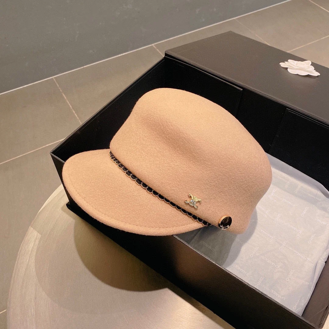 Шерстяная бейсболка Celine, абрикосовый цвет - 1