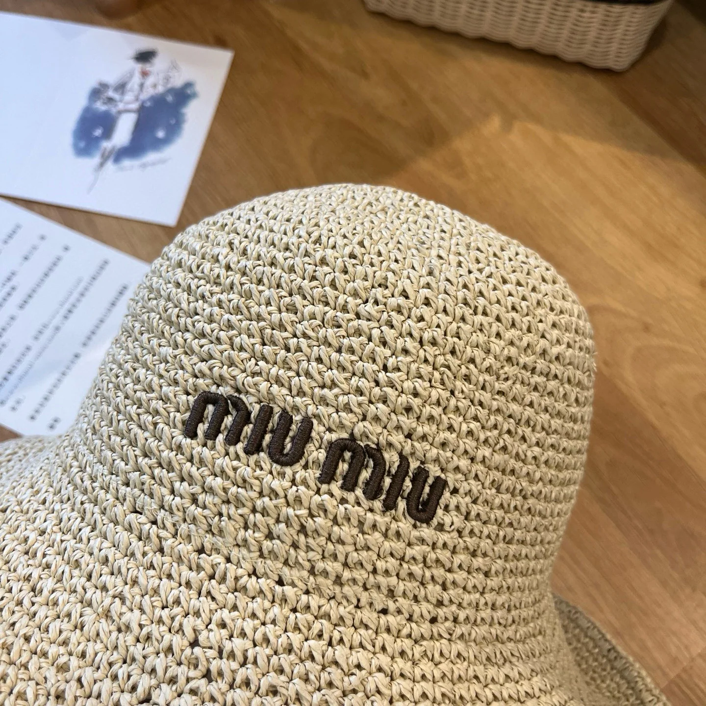 Miu Miu - Плетеная соломенная шляпа - 1