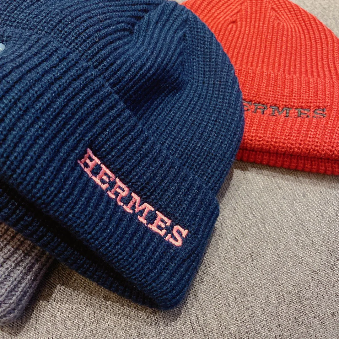 Hermes - Вязаная шапка-бини - Унисекс - Синяя