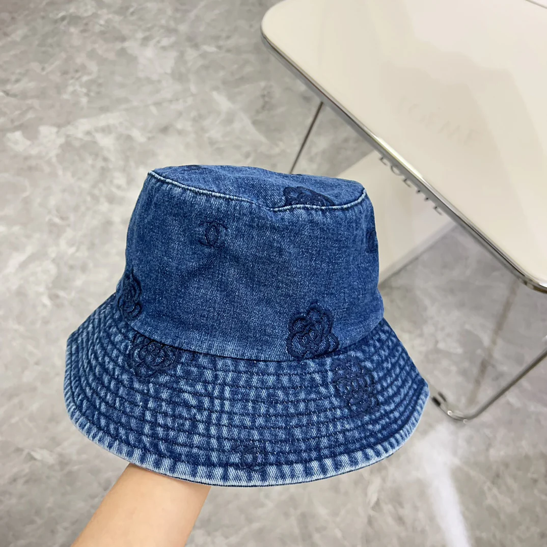 Chanel - Уникальная вышитая ковбойская рыбацкая шляпа - синяя
