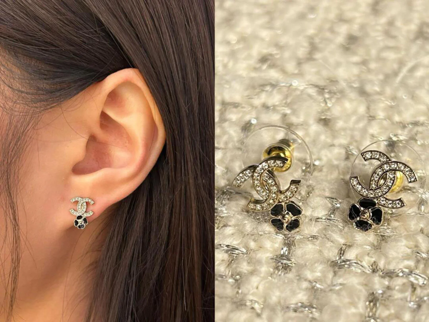 Серьги Chanel Camellia Double C - 25 пенсов