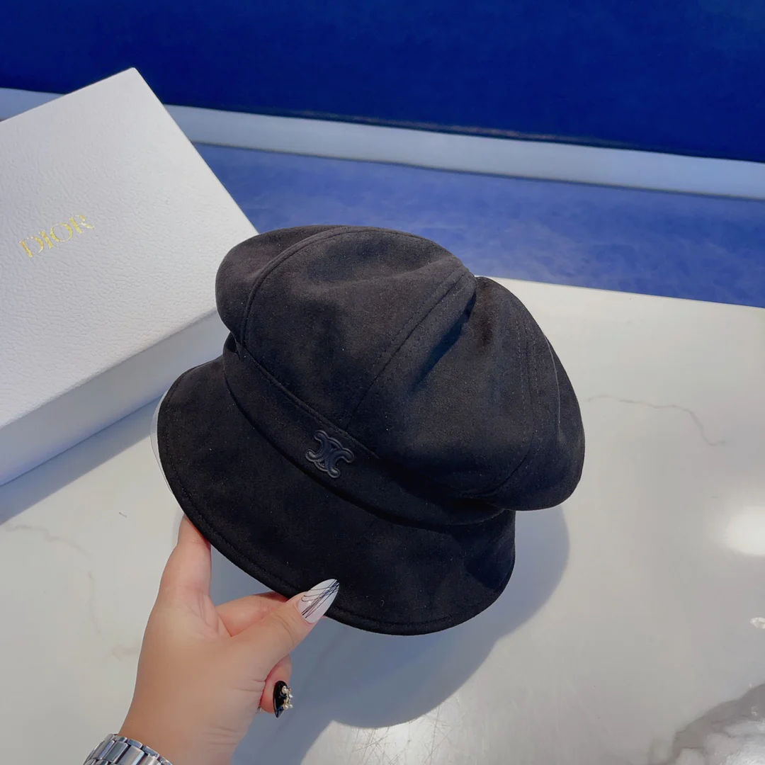 Замшевая рыбацкая шляпа Celine - черная