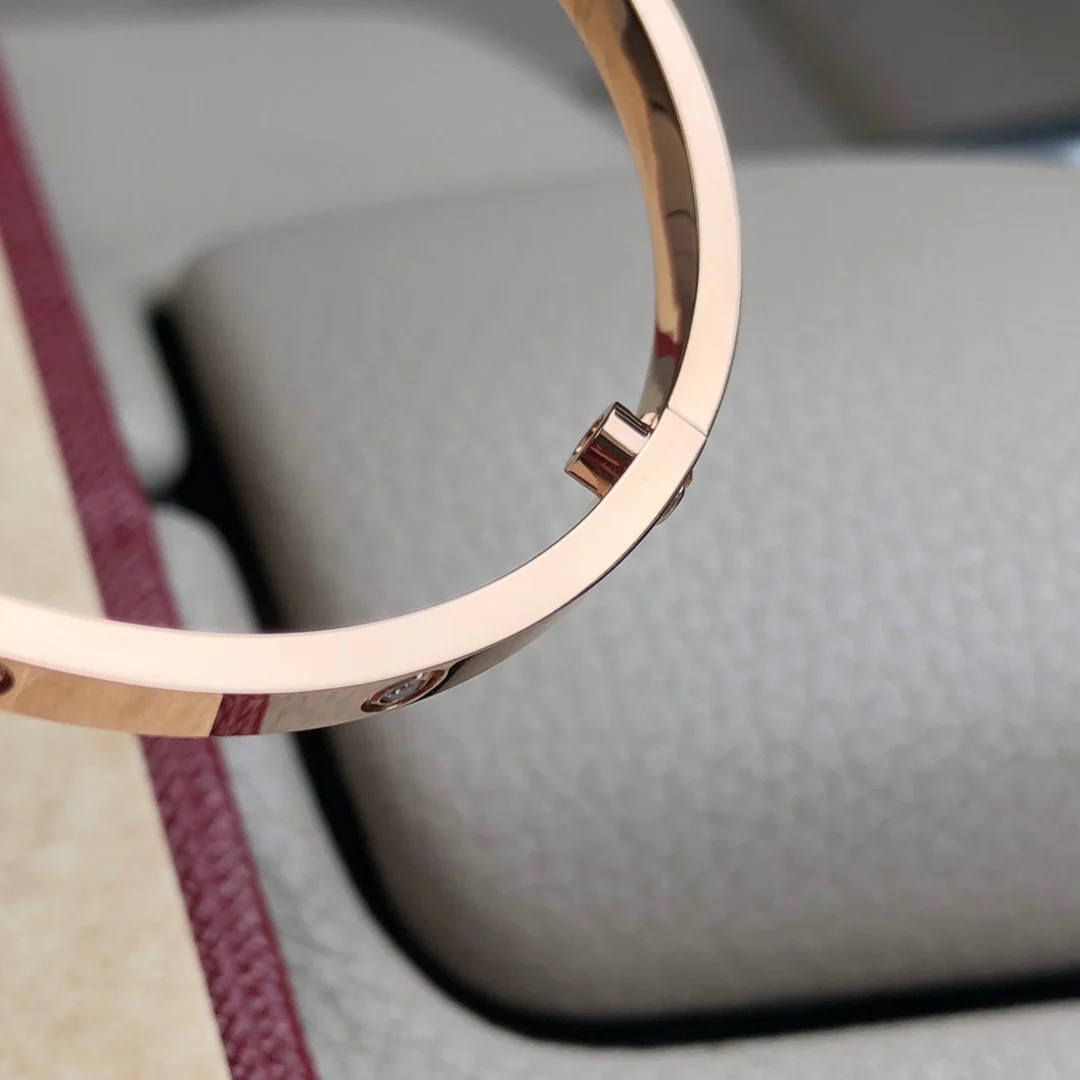 Тонкий браслет Cartier Love - Белое золото - Розовое золото - 6 бриллиантов - 10 бриллиантов