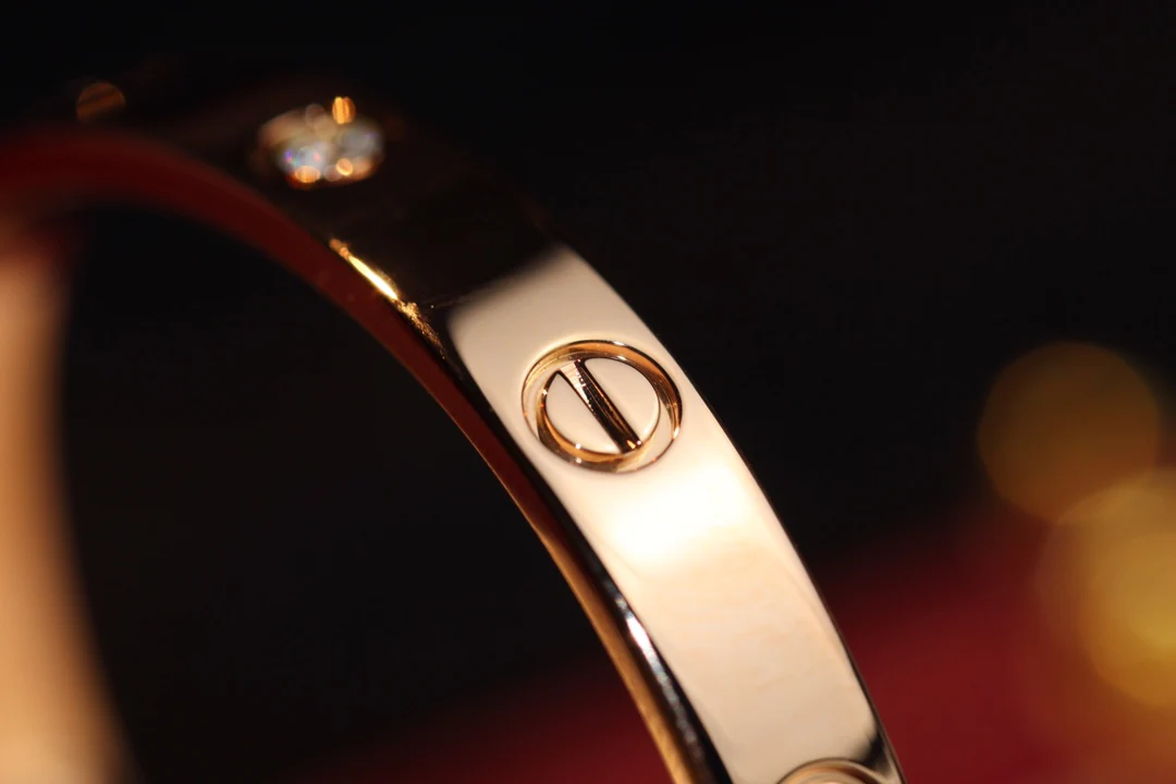 Широкий браслет Cartier Love - розовое/желтое золото - 4 бриллианта