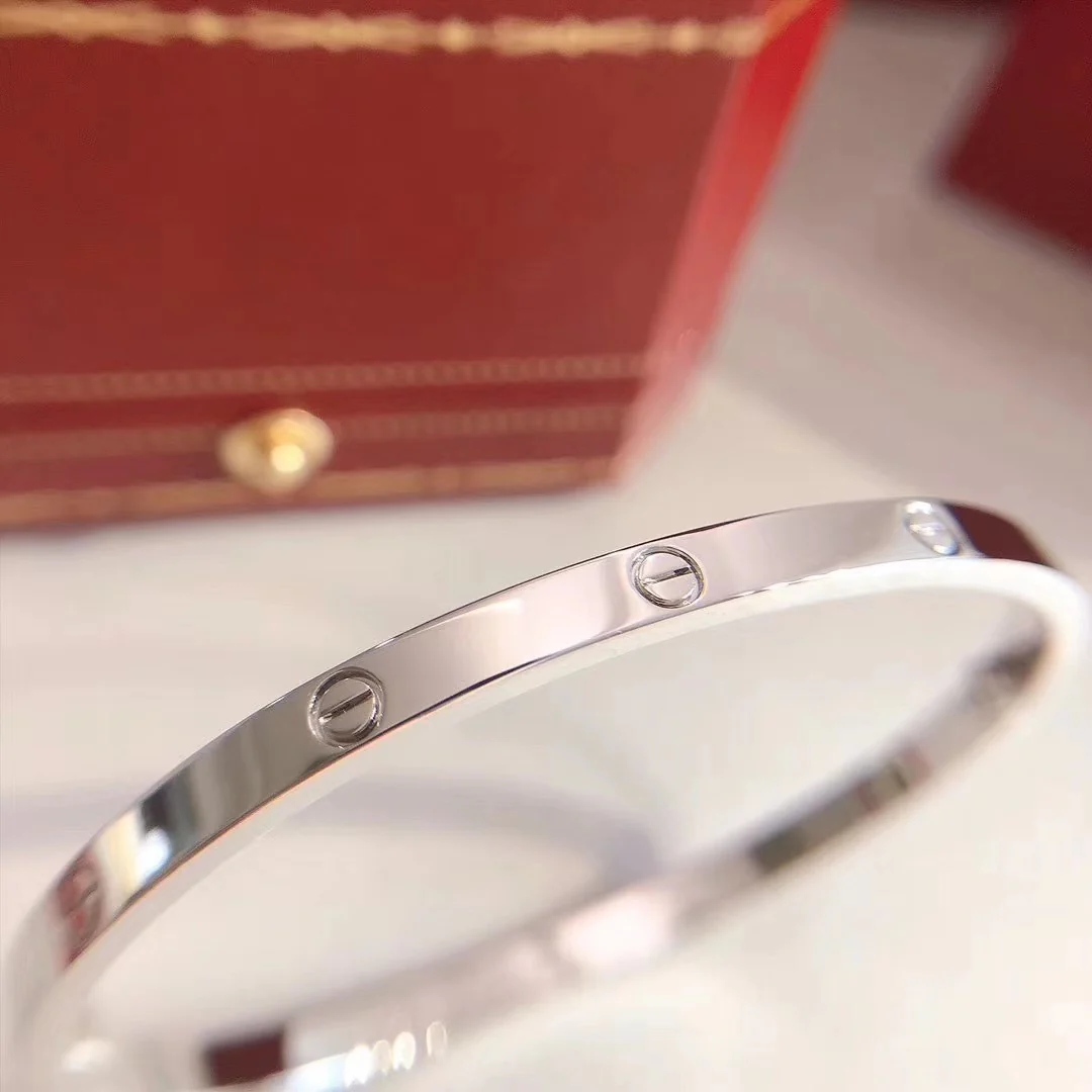 Тонкий браслет Cartier Love - розовое золото/белое золото - без бриллиантов