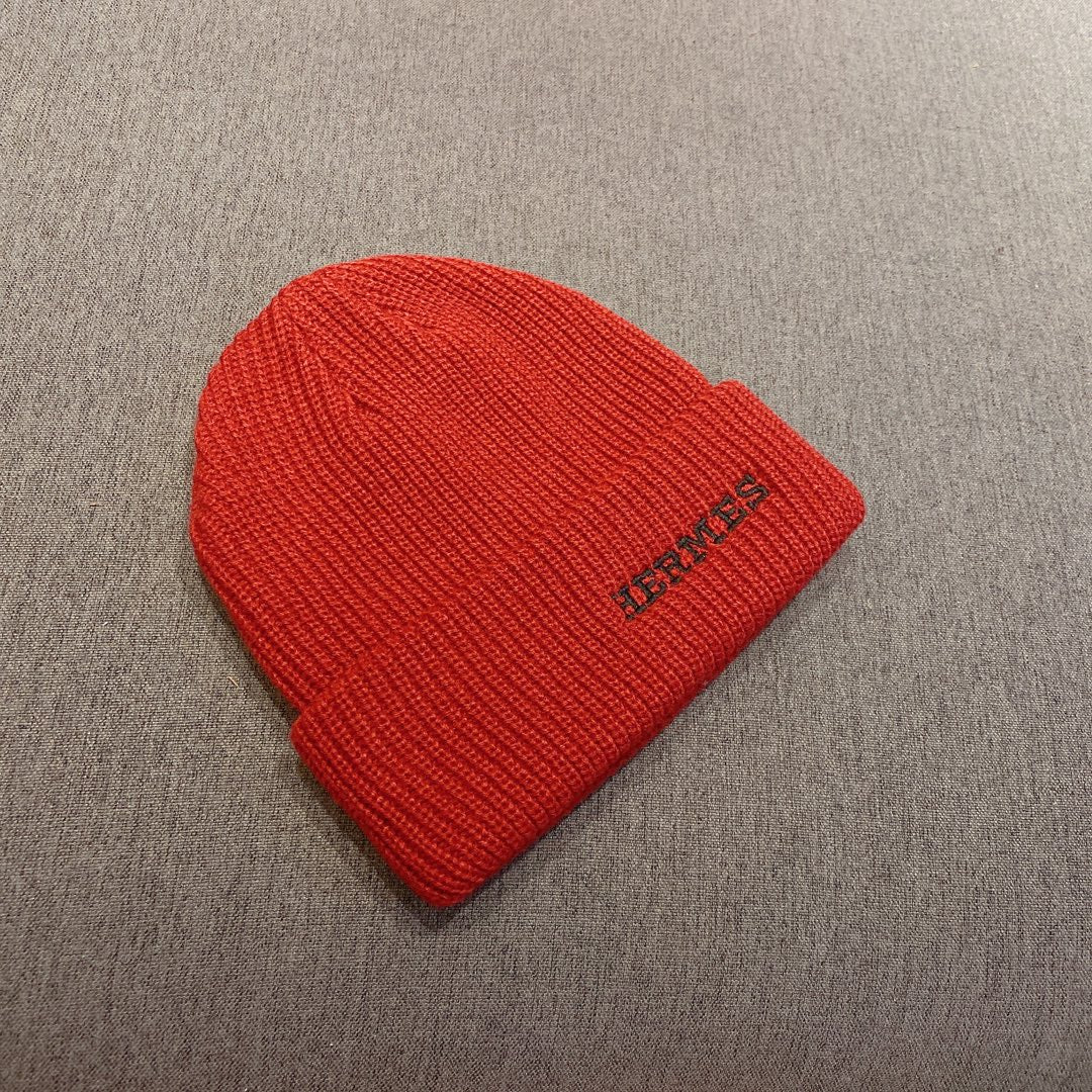 Hermes - Вязаная шапка-бини - Унисекс - Красная