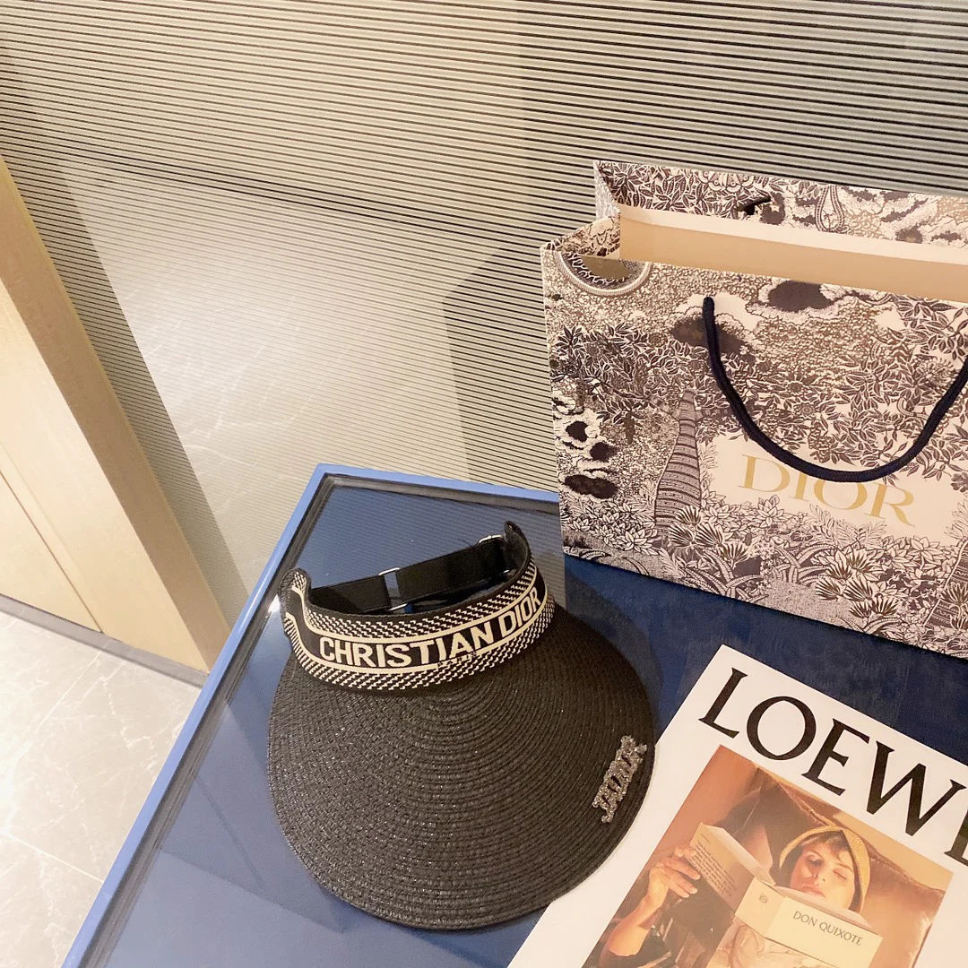 Dior - Популярная солнцезащитная шляпа - Логотип со стразами - 1