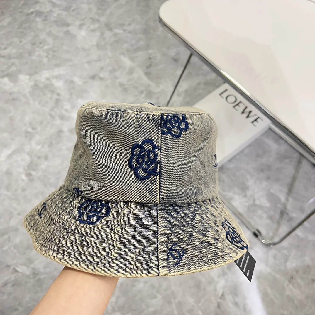 Chanel - Уникальная вышитая ковбойская рыбацкая шляпа - серая