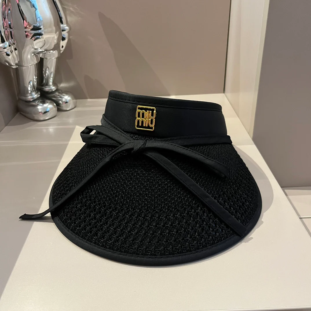 Miu Miu - Новая вязаная солнцезащитная шляпа на завязках - Черная