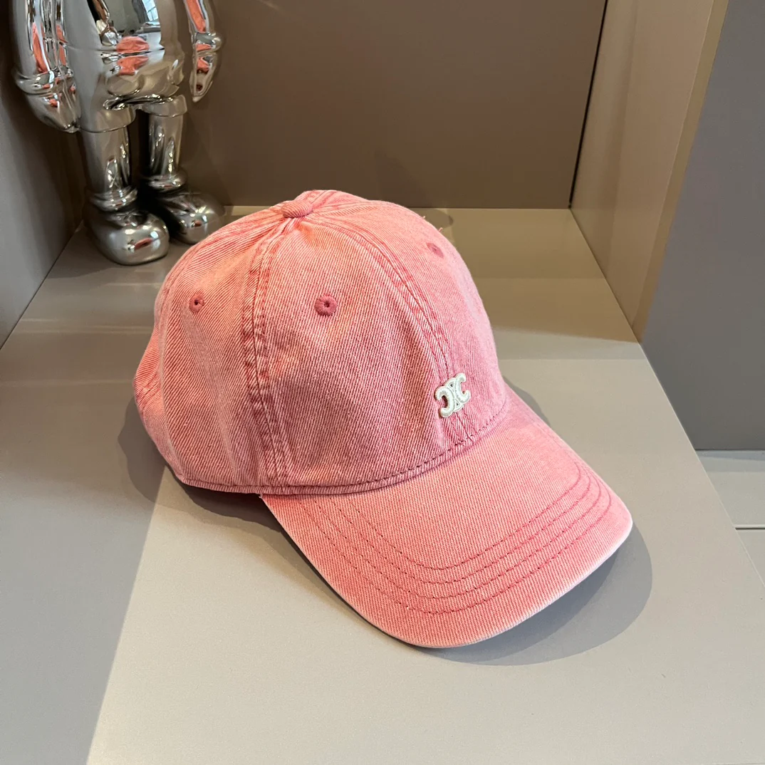 Celine - Бейсболка из выстиранного денима - Розовая