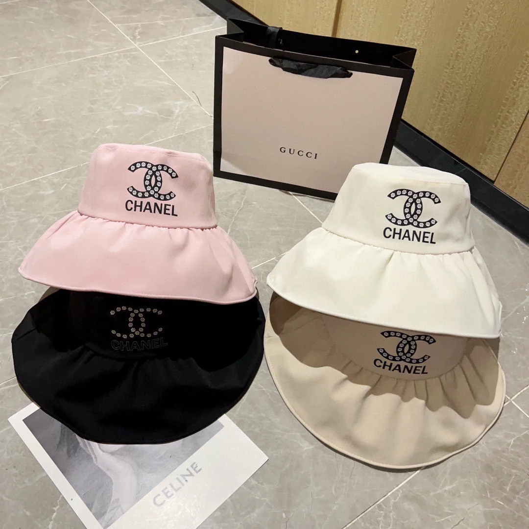 Новая высококлассная рыбацкая шляпа Chanel с широкими полями, розовая, 2023 год.