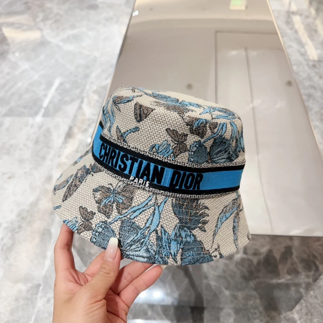 Dior - Новая панама с узором ?бабочка? - синяя