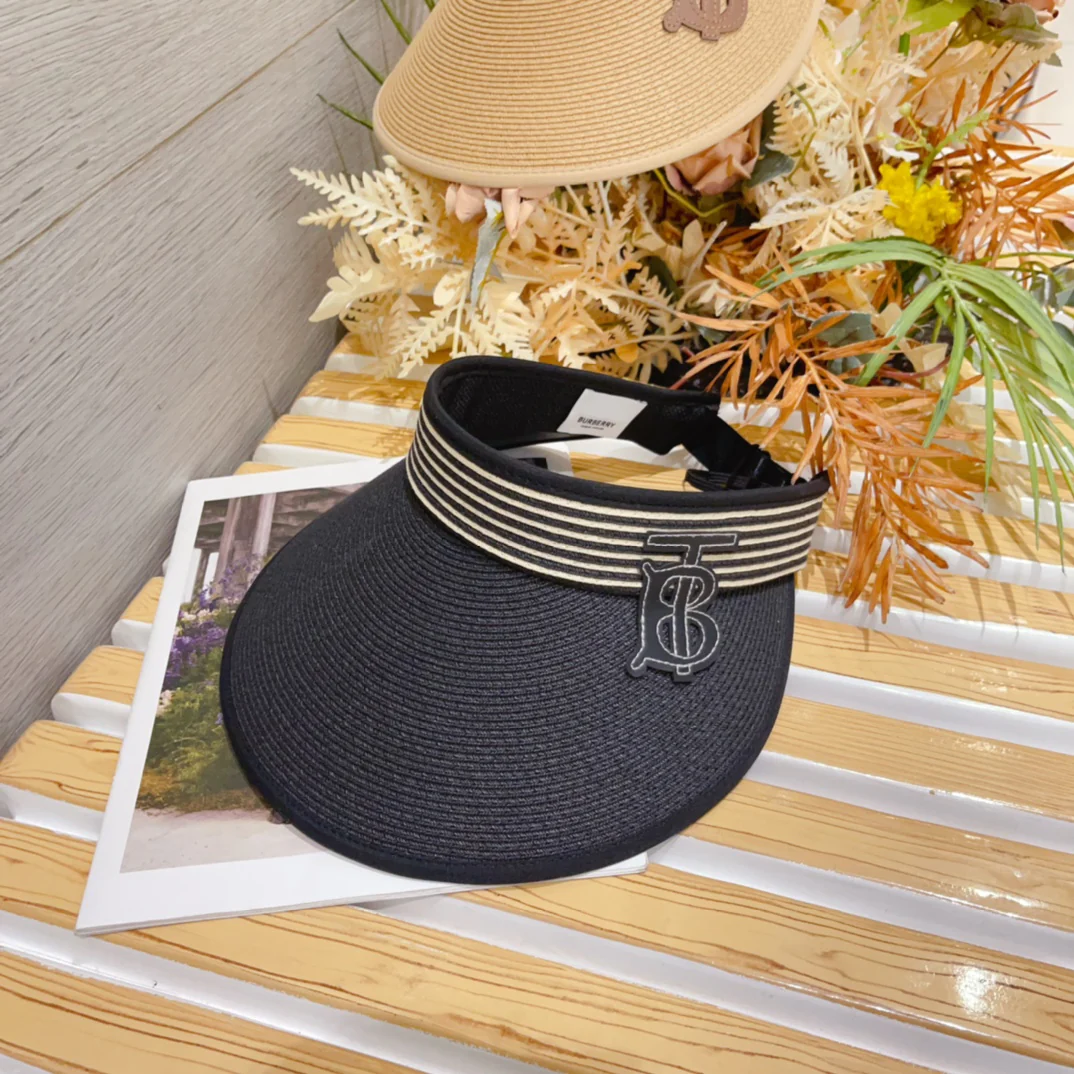 Burberry - Новая плетеная солнцезащитная шляпа - Черная