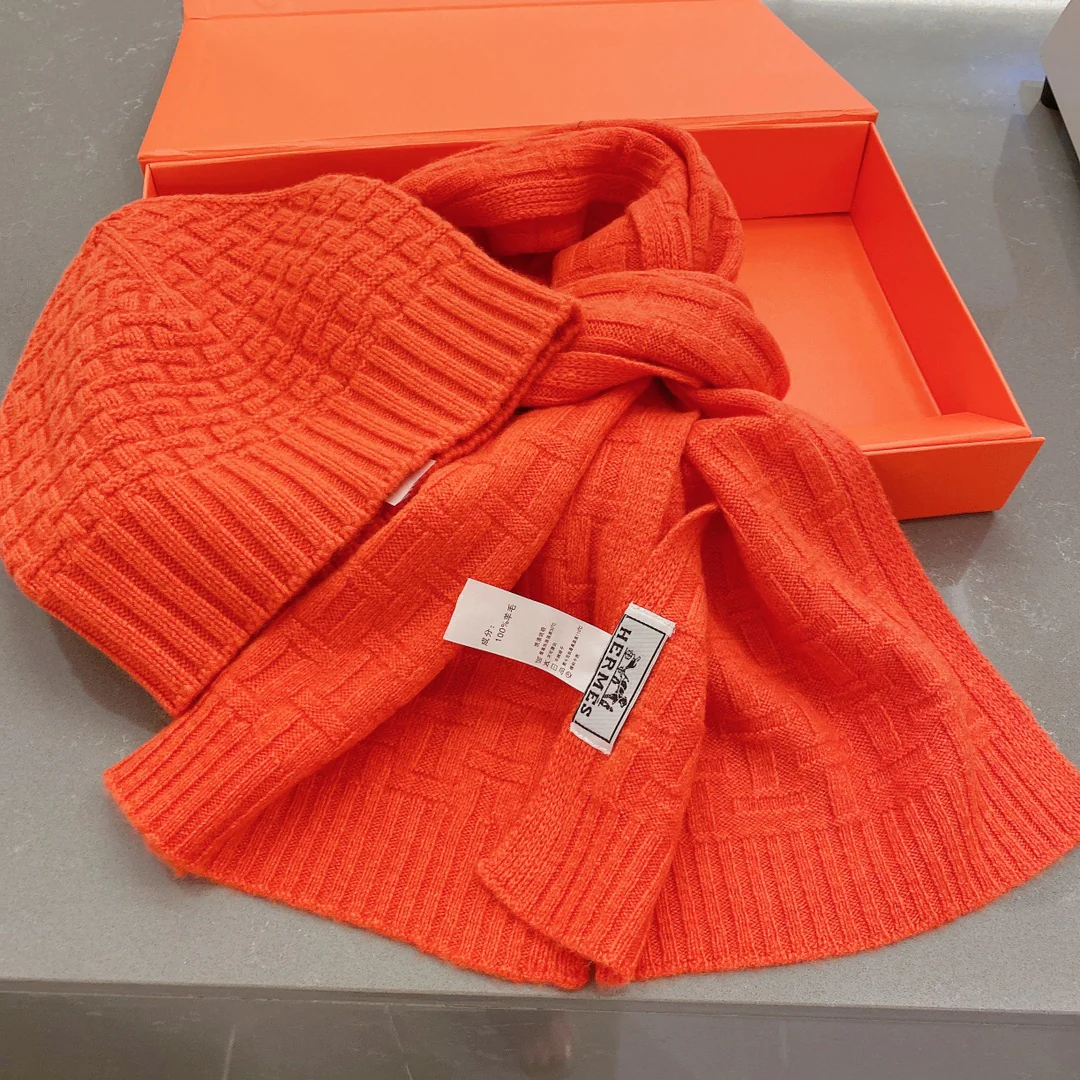 Шерстяная шляпа Hermes - оранжево-красная