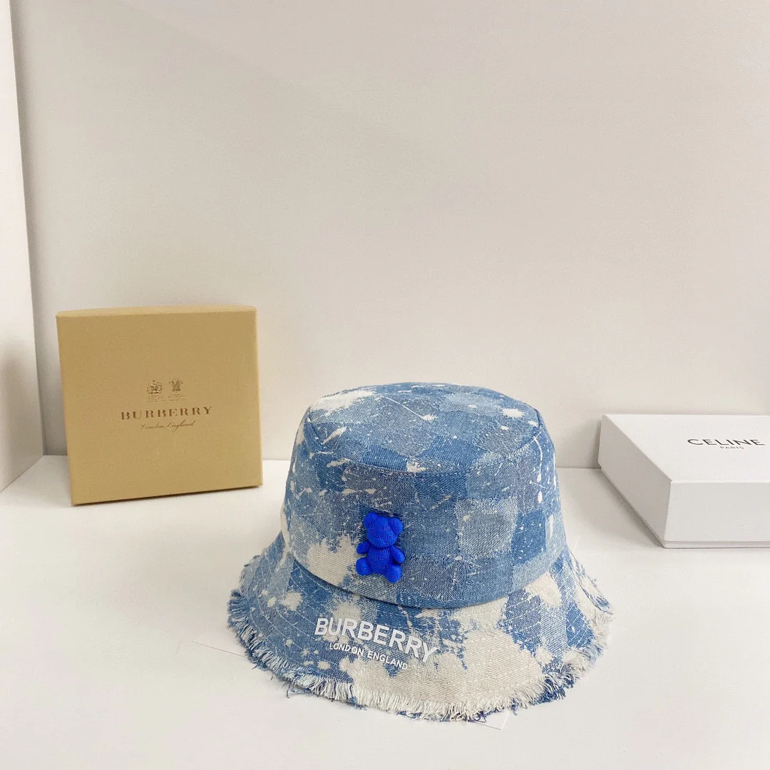 Burberry - Панама из выстиранного денима в форме медведя