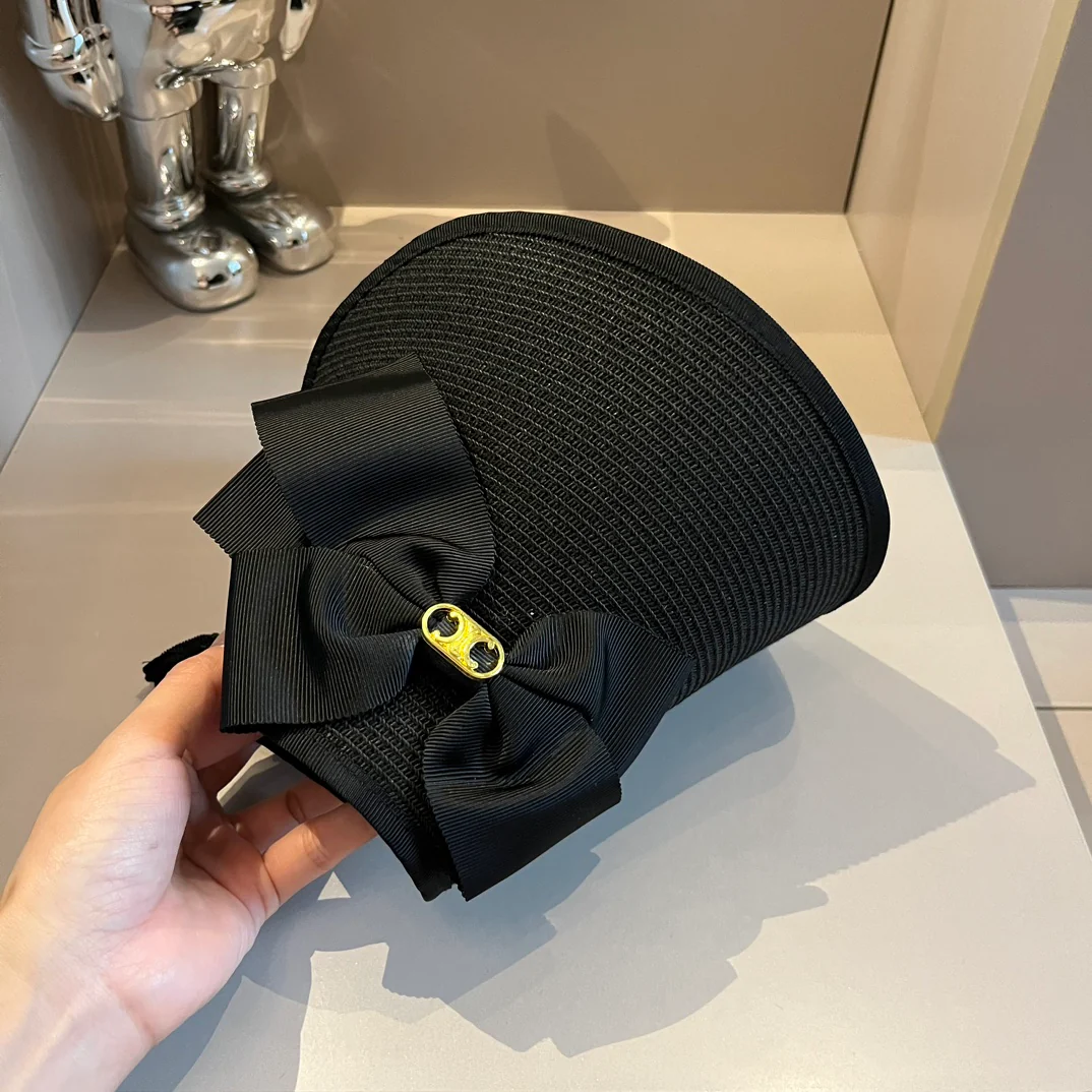 Celine - Новая большая панама с бантом - Черная