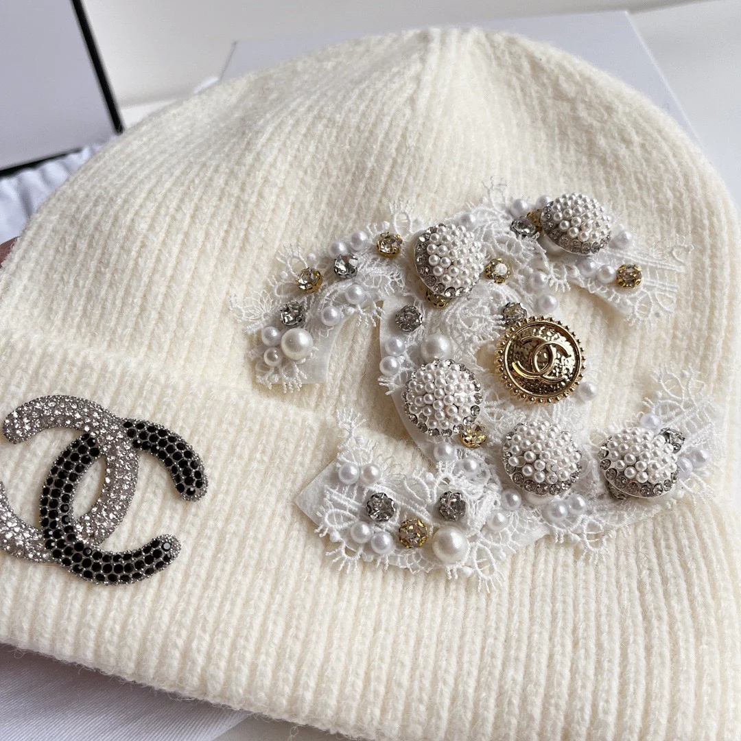 Chanel - Вязаная шапка - Белая