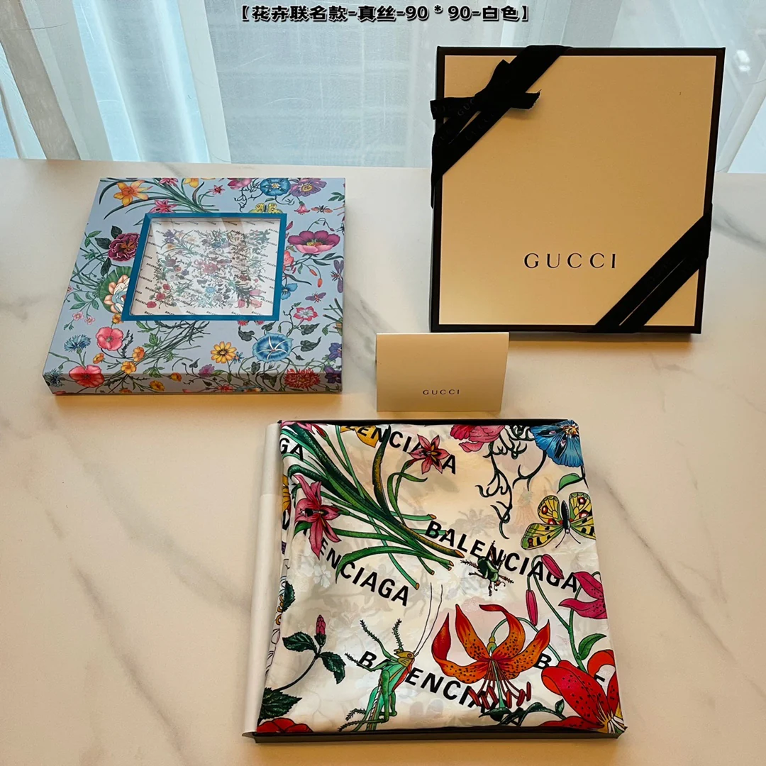 Шелковый шарф Gucci Floral Collaboration 90