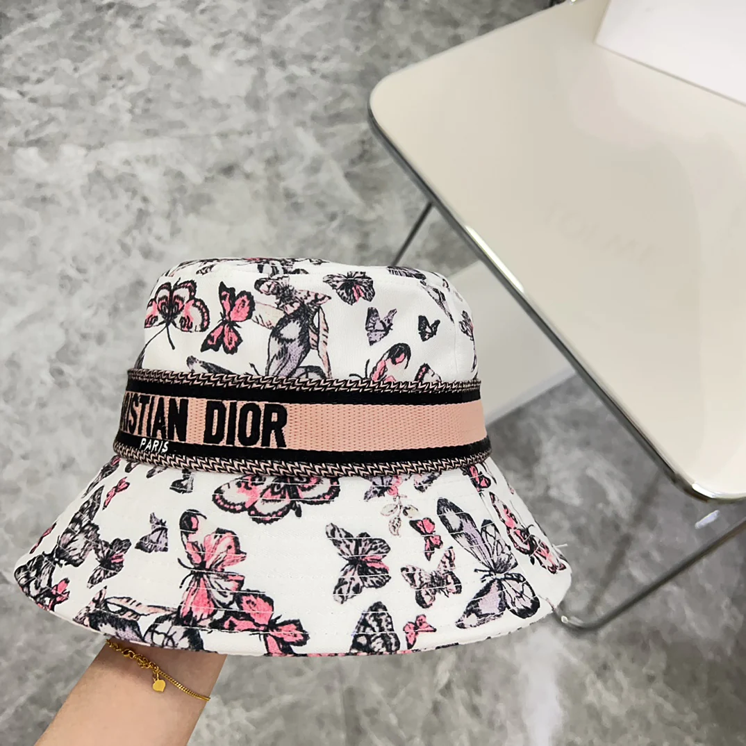 Dior - Новая панама с узором ?бабочка? - Розовая