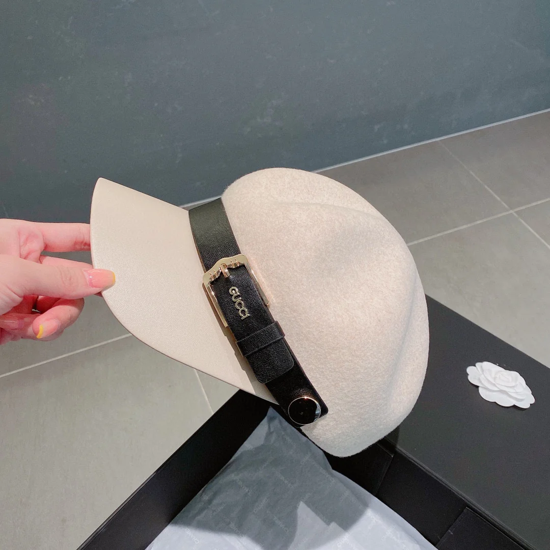 Шерстяная восьмиугольная бейсболка Gucci - белая