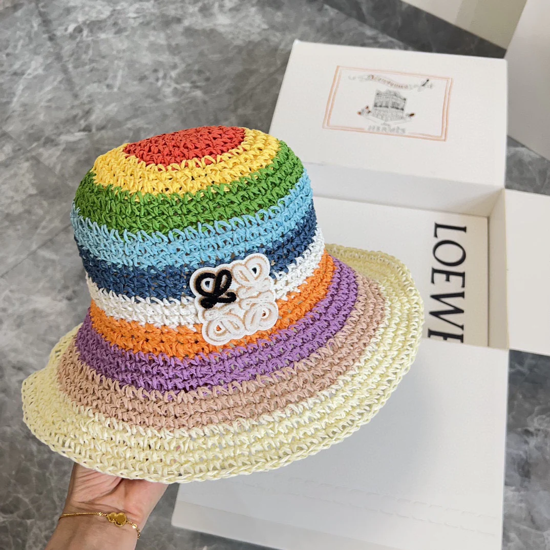 Новая плетеная рыбацкая шляпа LOEWE Rainbow Hollow 2024 — фиолетовая.