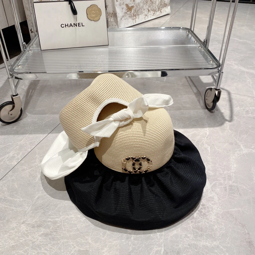 Новинка сезона весна/лето 2023 от Chanel - Соломенная шляпа - Солнцезащитная шляпа - Черная