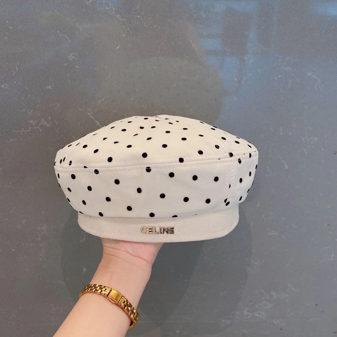 Берет Celine в горошек - белый