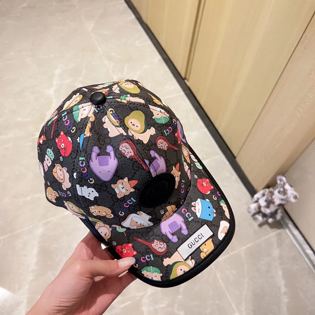 Новая простая бейсболка Gucci 2023 года с кожаной отделкой, черная.