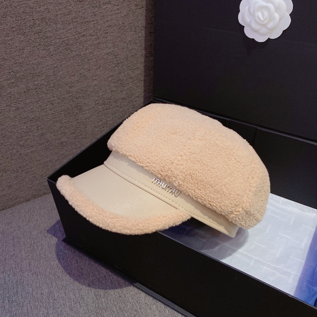 Берет Miu Miu из овечьей шерсти - бежевый