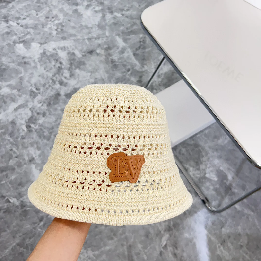 Новинка LV 2024 года - Панама с ажурным плетением - Бежевая