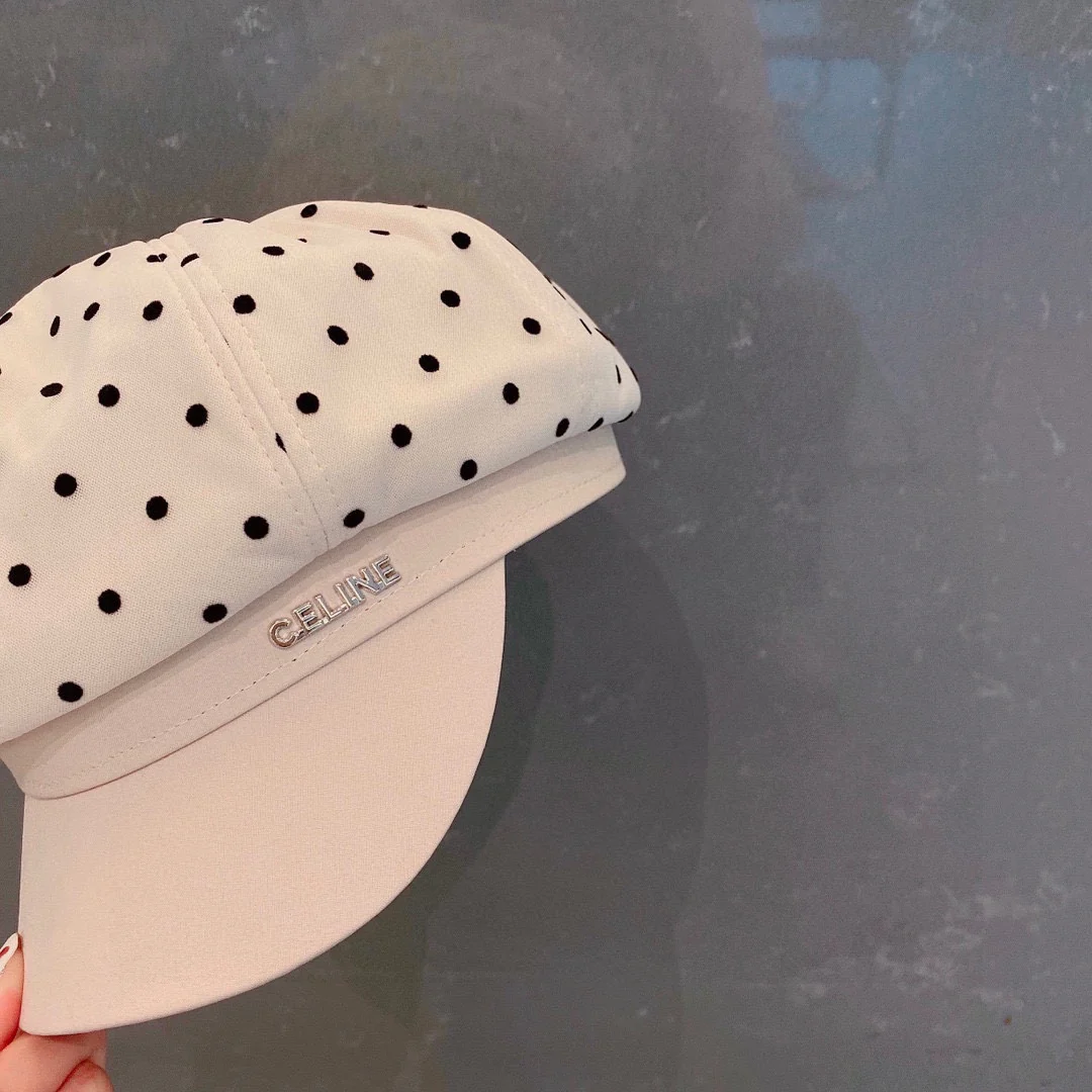 Celine - Берет в горошек - Белый