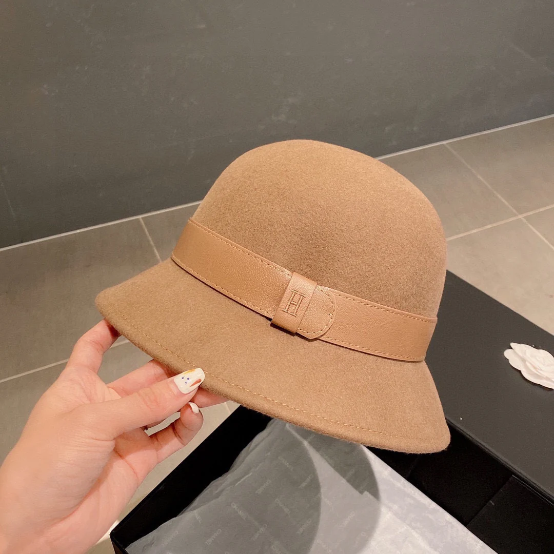 Шерстяная шляпа Hermes - абрикосового цвета - 3