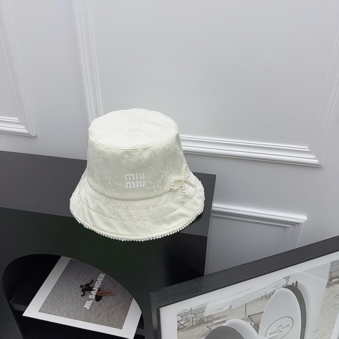 Miu Miu - Новая прочная рыбацкая шляпа с жемчужным принтом
