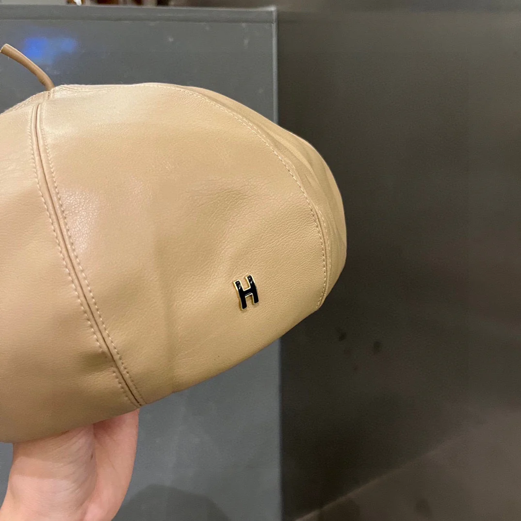 Hermes - Премиальная кожаная шляпа художника - цвет хаки