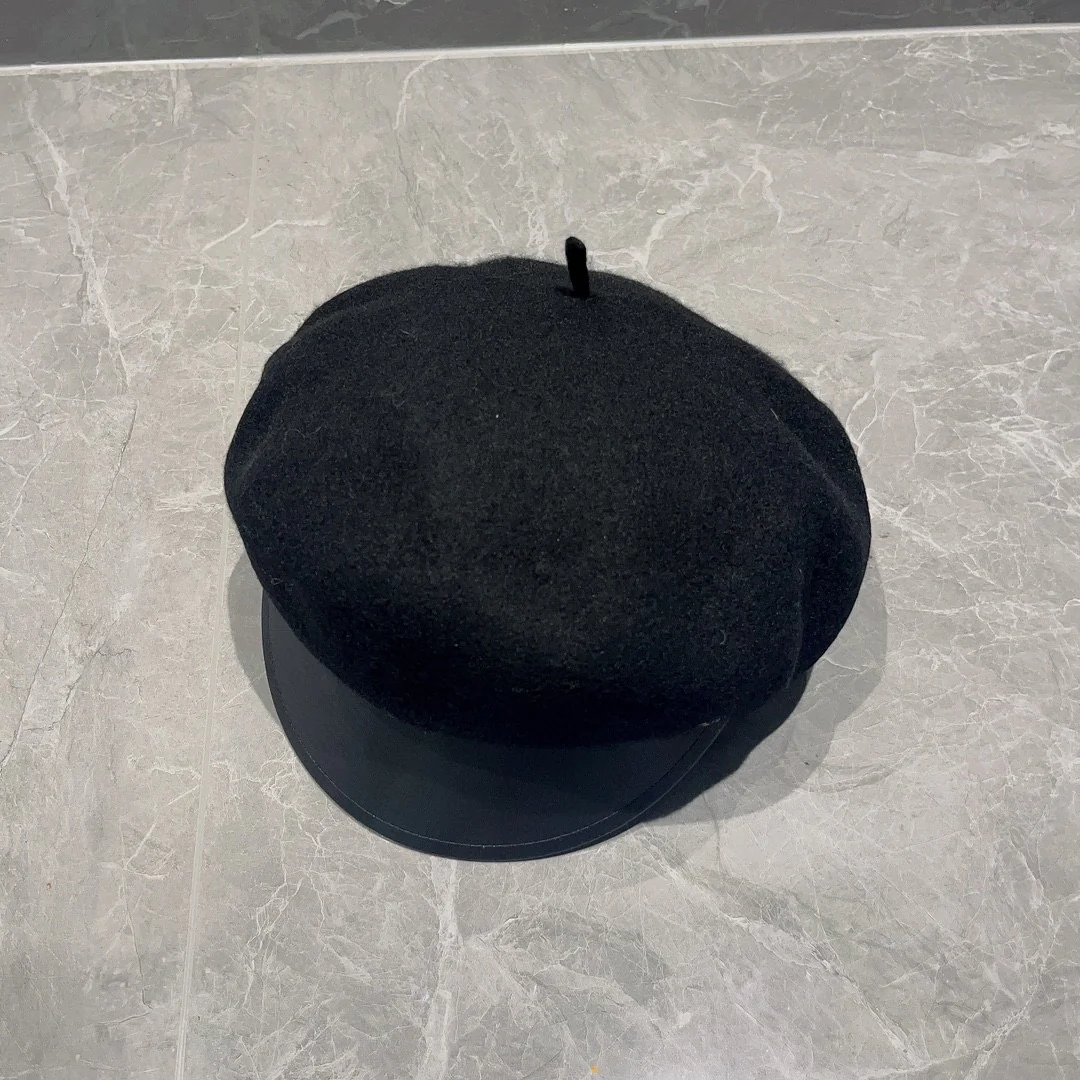 Берет Hermes из шерсти и кожи - черный