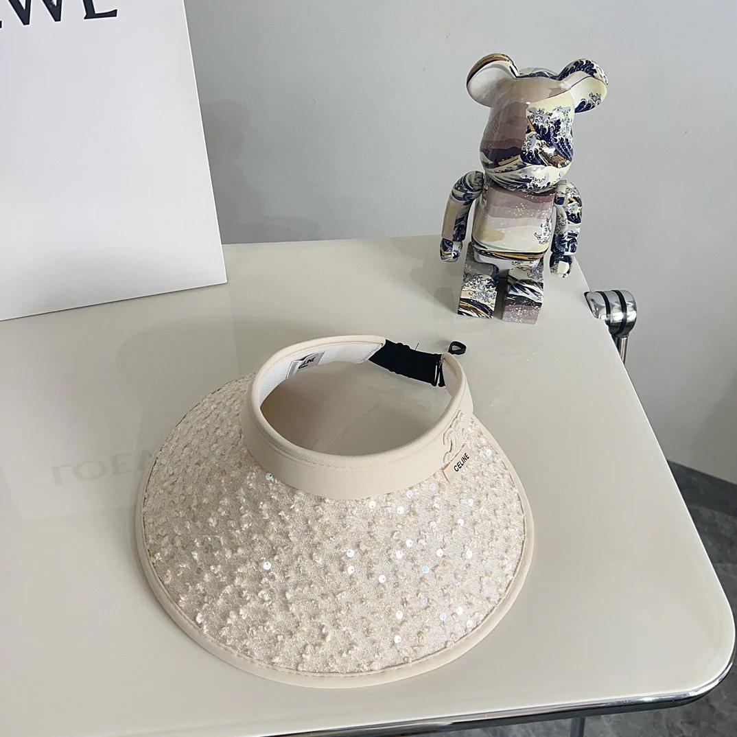 Новая летняя шляпа от солнца Celine 2024 с пайетками - бежевая.