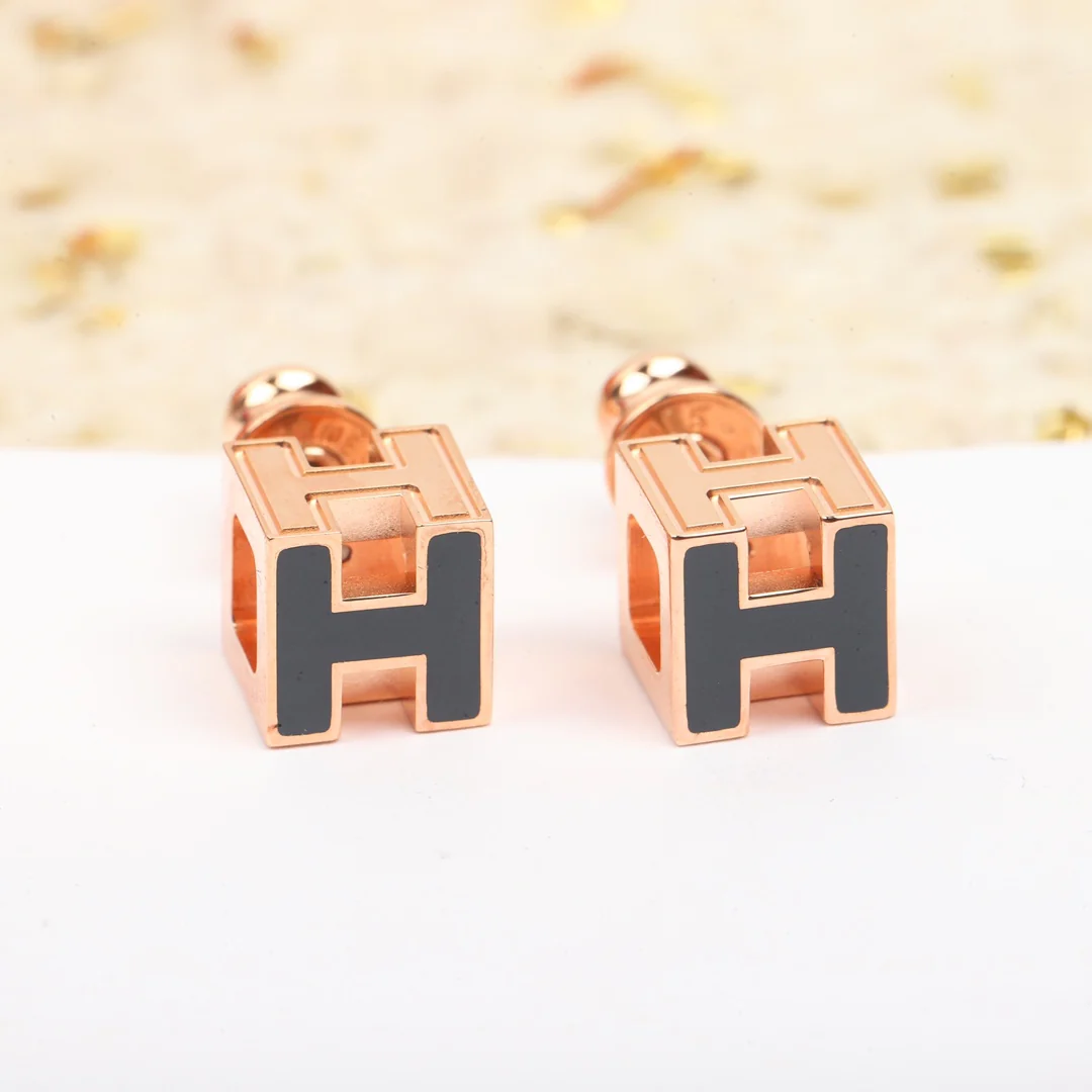 Серьги Hermes - Розовое золото - 001