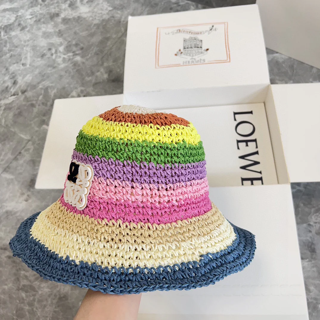 Новая плетеная рыбацкая шляпа LOEWE Rainbow Hollow 2024 — синяя.