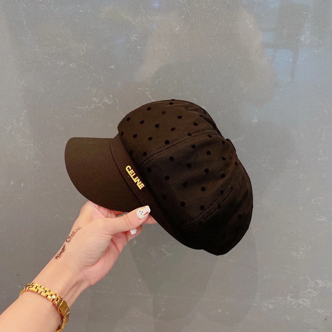 Берет Celine в горошек - черный