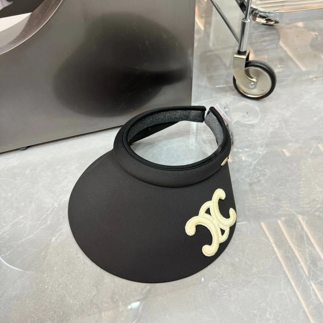 Celine - Новинка - Солнцезащитная шляпа из ледяного шелка и хлопка с большим логотипом