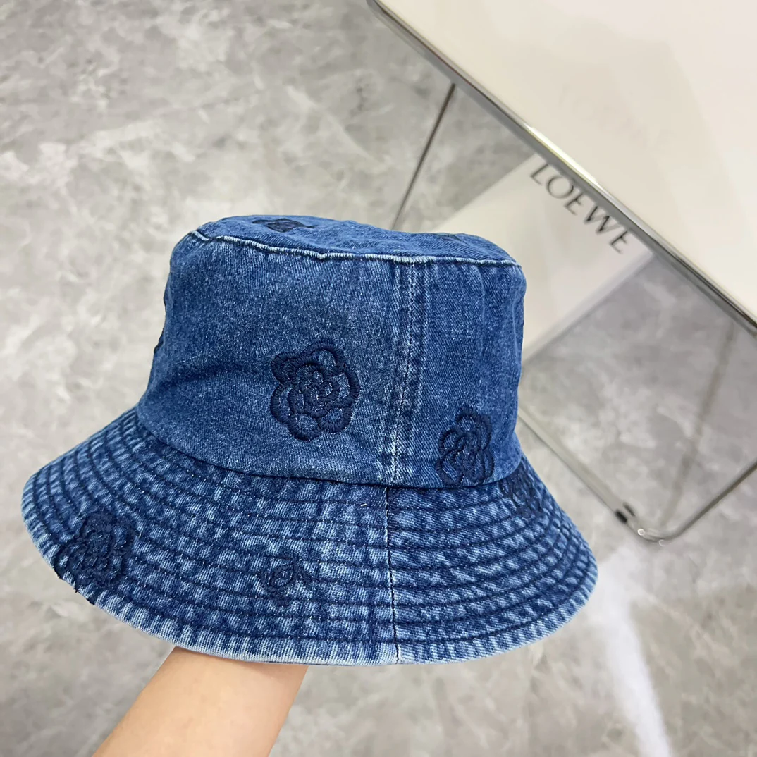 Chanel - Уникальная вышитая ковбойская рыбацкая шляпа - синяя